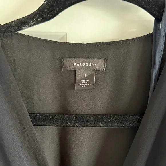 NWOT Halogen Flutter Sleeve Tiered Ruffle Chiffon Black Dress Size Large - Picture 6 of 7